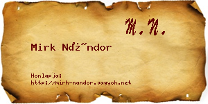 Mirk Nándor névjegykártya